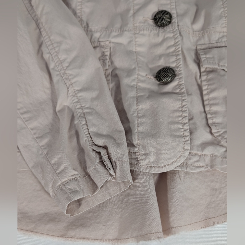 Maurices Light Pink Utility Jacket 100% Cotton Button Up Raw Ruffles Size XL - Picture 4 of 12